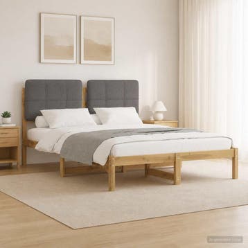vidaXL Bedframe met gestoffeerd hoofdbord Whitewash en, Verzenden