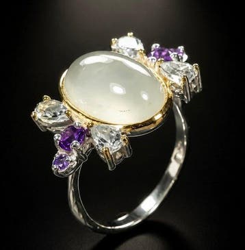 925 zilver - aquamarijn, amethist, topaas - Ring