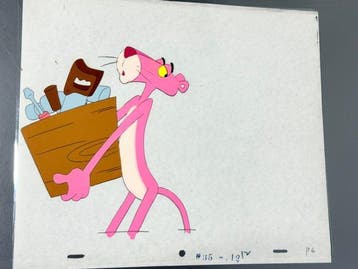 Friz Freleng - Originele animatiecel en tekening van de Pink, Nieuw in verpakking