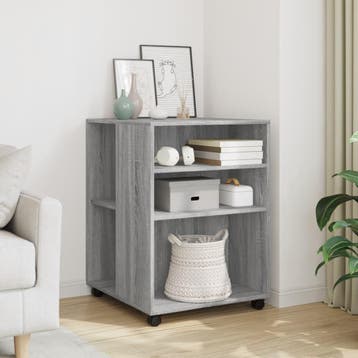 vidaXL Bijzettafel met wieltjes 55x60x78 cm hout grijs, Verzenden, Nieuw