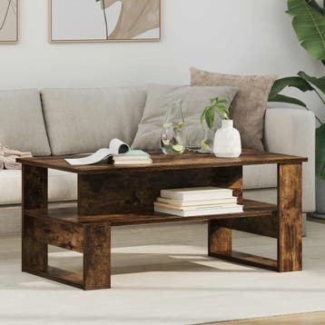 vidaXL Salontafel Rook Eiken 90 x 50 x 40 cm Bewerkt hout, Verzenden, Nieuw