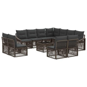 vidaXL Tuinbank Set 12 pcs Grijs poly rattan, Jardin & Terrasse, Verzenden