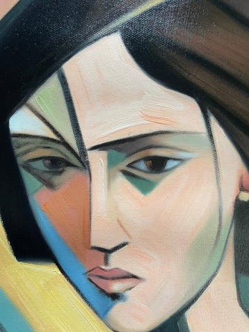 Adriano Ferretti (1976) - Volto di triangoli in verde salvia