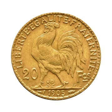 Gouden 20 Franc Marianne en de Haan - diverse jaargangen, Postzegels en Munten