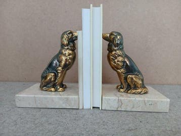 Serre-livres (2) - Marbre, Régule - chiens