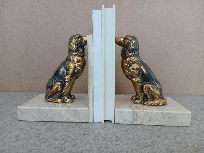 Serre-livres (2) - Marbre, Régule - chiens, Antiquités & Art, Art | Objets design