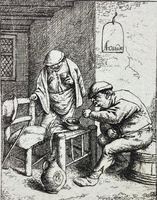 Adriaen van Ostade, inc. David Deuchar (1743-1808) - Tre, Antiek en Kunst, Antiek | Overige Antiek