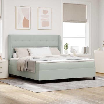 vidaXL Boxspring bed met hoofdeinde Lichtgrijs 200 x 180 cm, Verzenden, Nieuw