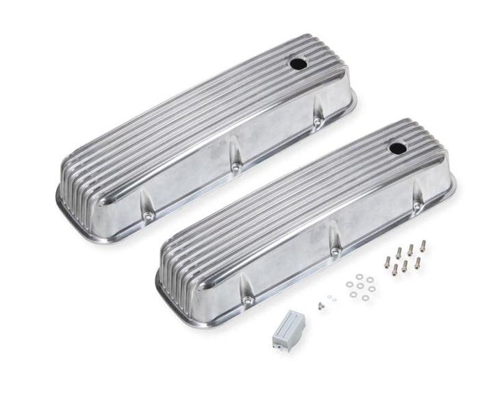 Valve Covers, Cast Aluminum, Polished, Finned Top, Chevy,, Autos : Pièces & Accessoires, Moteurs & Accessoires, Enlèvement ou Envoi