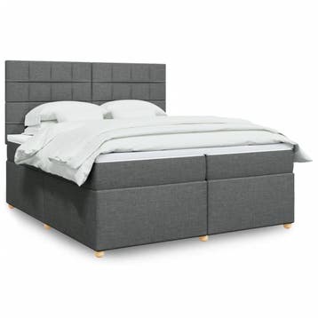 vidaXL Boxspring met matras stof donkergrijs 200x200 cm, Verzenden, Nieuw