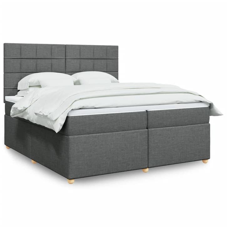 vidaXL Boxspring met matras stof donkergrijs 200x200 cm, Huis en Inrichting, Slaapkamer | Bedden, Nieuw, Verzenden