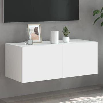 vidaXL Tv-wandmeubel met LED-verlichting 80x35x31 cm wit, Verzenden
