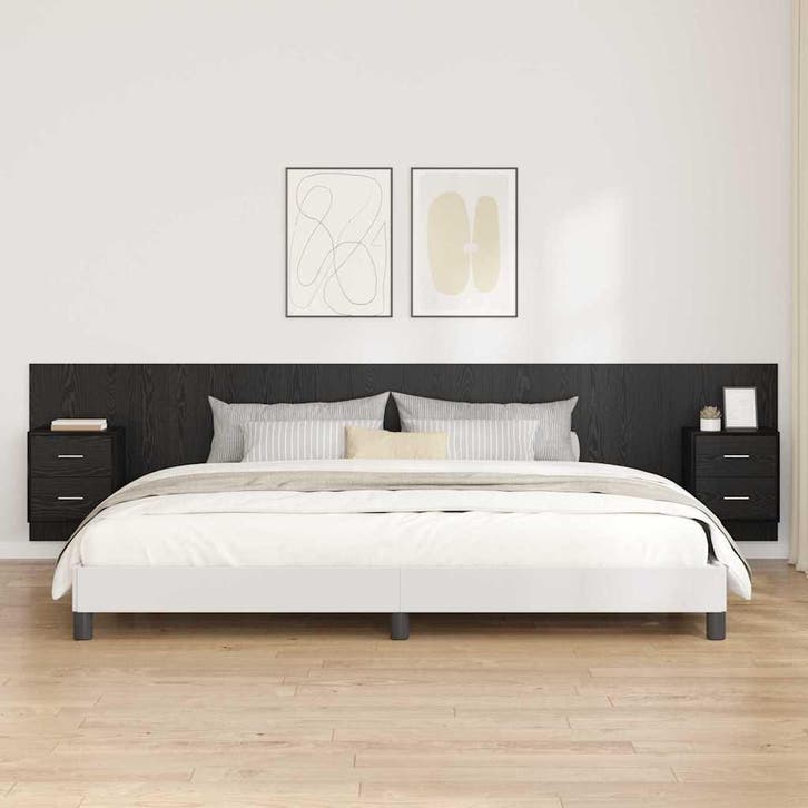 vidaXL Hoofdeinde Met Kast met lade 3 pcs Zwart Eiken, Huis en Inrichting, Slaapkamer | Bedden, Nieuw, Verzenden