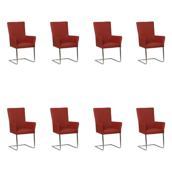 Set van 8 Leren eetkamerstoelen Dare met armleuning -, Huis en Inrichting, Stoelen, Nieuw, Eén, Leer, Ophalen of Verzenden