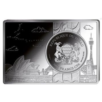Tsjaad. 1 oz 1000 CFA Chad Kookaburra Silver Coin-bar Set, Postzegels en Munten