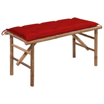 vidaXL Tuinbank inklapbaar met kussen 118 cm bamboe, Verzenden, Nieuw