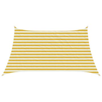 vidaXL Zonneschaduwzeil Geel en Wit 3 / 4 x 2 m HDPE, Verzenden, Nieuw