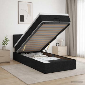 vidaXL Ottoman bed met matras met hoofdeinde Zwart 100 x 200, Verzenden