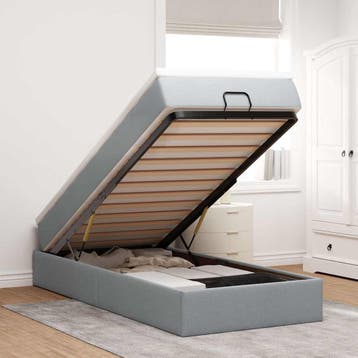 vidaXL Ottoman bed met matras 90x200cm stof lichtgrijs, Verzenden, Nieuw