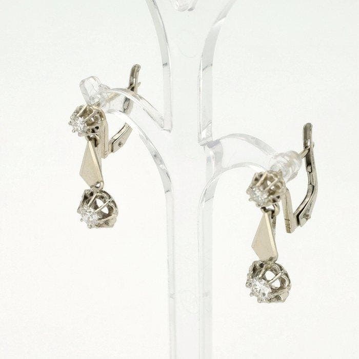 Oorbellen - 18 karaat Witgoud Diamant (Natuurlijk), Bijoux, Sacs & Beauté, Boucles d'oreilles