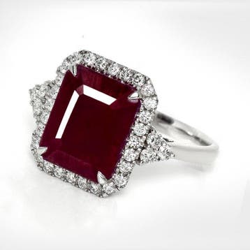 Zonder minimumprijs - Ring - 14 karaat Witgoud, HRD 6,17 ct, Nieuw