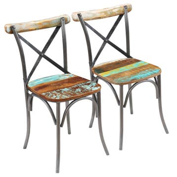 vidaXL Eetkamerstoelen 2 st massief gerecycled hout, Verzenden, Nieuw