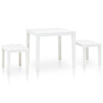 vidaXL Tuintafel met 2 banken kunststof wit, Tuin en Terras, Tuinsets en Loungesets, Verzenden, Nieuw