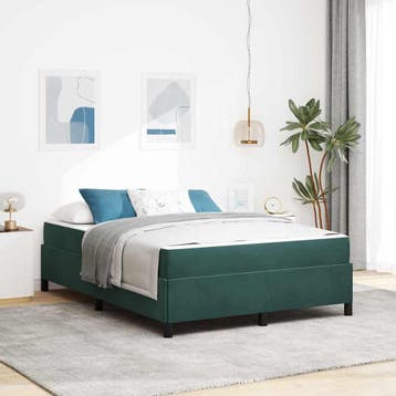 vidaXL Bedframe Donkergroen 140 x 190 cm Stof, Verzenden, Nieuw