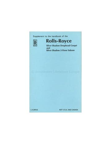 1968 ROLLS ROYCE SILVER SHADOW INSTRUCTIEBOEKJE SUPPLEMENT