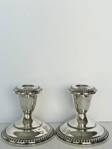 EMPIRE - Kaarsenhouder (2) - .925 zilver - Sterlingzilver, Antiek en Kunst