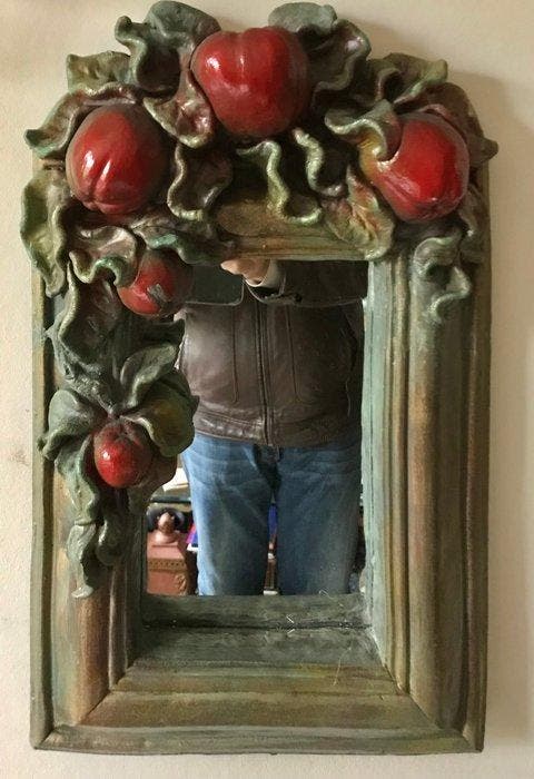 Spiegel - Gips, Glas - Gipsen wandspiegel uit de jaren, Antiquités & Art, Curiosités & Brocante