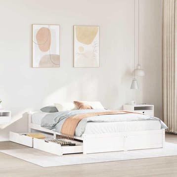 vidaXL Bedframe zonder matras massief grenenhout wit 140x200, Verzenden