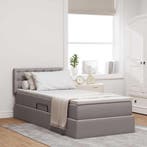 vidaXL Opbergbed met LED met hoofdeinde Taupe 90 x 190 cm, Verzenden, Nieuw