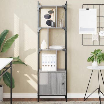 vidaXL Boekenkast met deur 44,5x30x154,5 cm hout grijs, Huis en Inrichting, Kasten | Boekenkasten, Verzenden, Nieuw