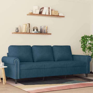 vidaXL Driezitsbank / zetel 180 cm fluweel blauw, Verzenden, Nieuw