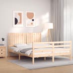 vidaXL Bedframe met hoofdbord massief hout 160x200 cm, Verzenden, Nieuw