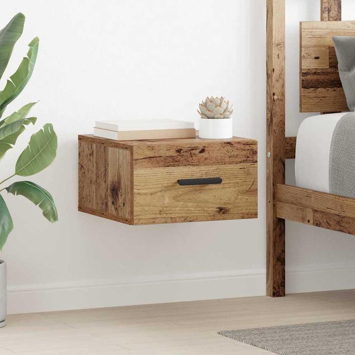 vidaXL Nachtkastje Wandgemonteerd Oudhout 35 x 35 x 20 cm, Huis en Inrichting, Kasten | Overige, Nieuw, Verzenden