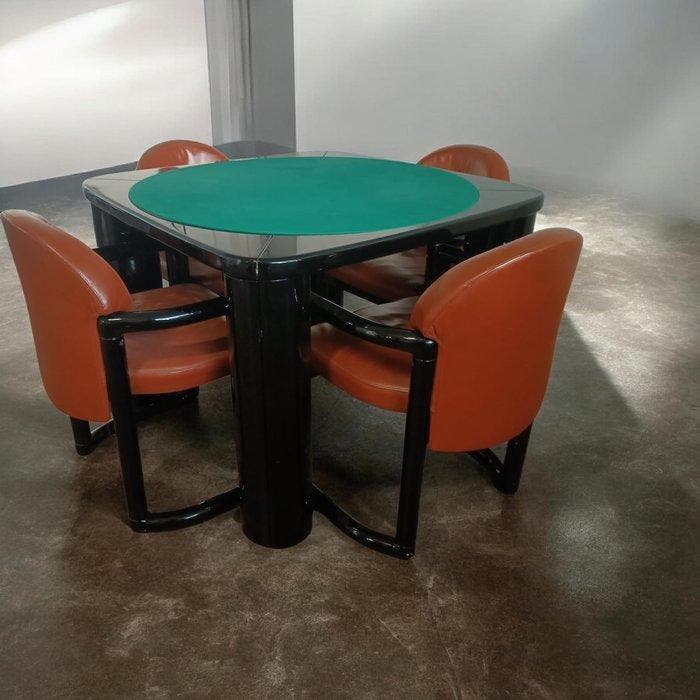 Pozzi - Pierluigi Molinari - Table de jeux (5) - Cuir, Bois, Antiquités & Art, Antiquités | Meubles | Chaises & Canapés