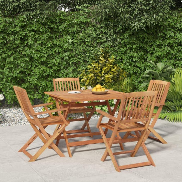 vidaXL 5-delige Eethoek massief acaciahout, Tuin en Terras, Tuinsets en Loungesets, Nieuw, Verzenden