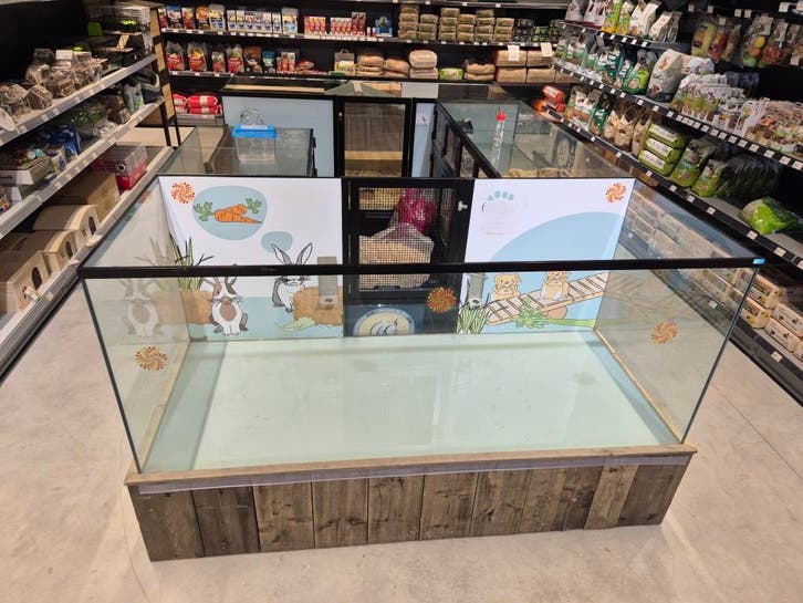 Glazen Knaagdierkooi (Knaagdiereiland), Dieren en Toebehoren, Knaagdieren en Konijnen | Hokken en Kooien, 90 cm of meer, 110 cm of meer