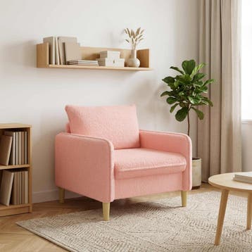 vidaXL XL fauteuil Roze Bouclé, Verzenden