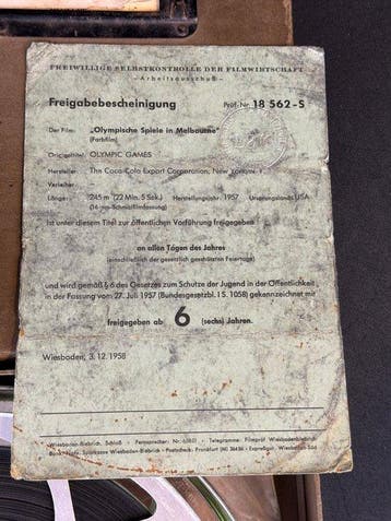 16mm Film „Olympische Spiele in Melbourne“ (Coca-Cola) -, Nieuw
