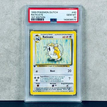 Pokémon Graded card - Raticate #40 1999 Pokemon Dutch 1st, Nieuw