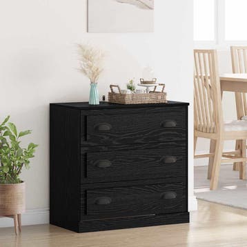 vidaXL Dressoir met lade Zwart Eiken 70 x 35,5 x 67,5 cm, Verzenden, Nieuw
