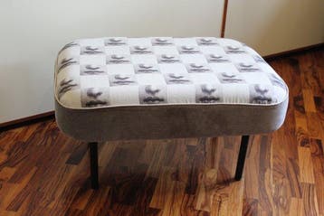 Bank - met vintage Fornasetti-stof - Linnen, metaal, hout,, Antiek en Kunst