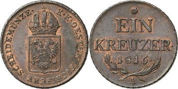 Kreuzer 1816, Kaiserreich Österreich Franz I 1804-1835, Postzegels en Munten, Verzenden, België