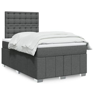 vidaXL Boxspring met matras stof donkergrijs 120x190 cm, Verzenden