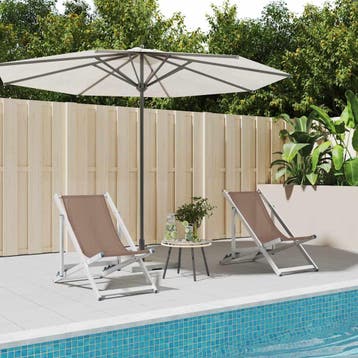vidaXL Opklapbare stoelen, 2 stuks, bruin aluminium en, Jardin & Terrasse, Chaises de jardin, Verzenden