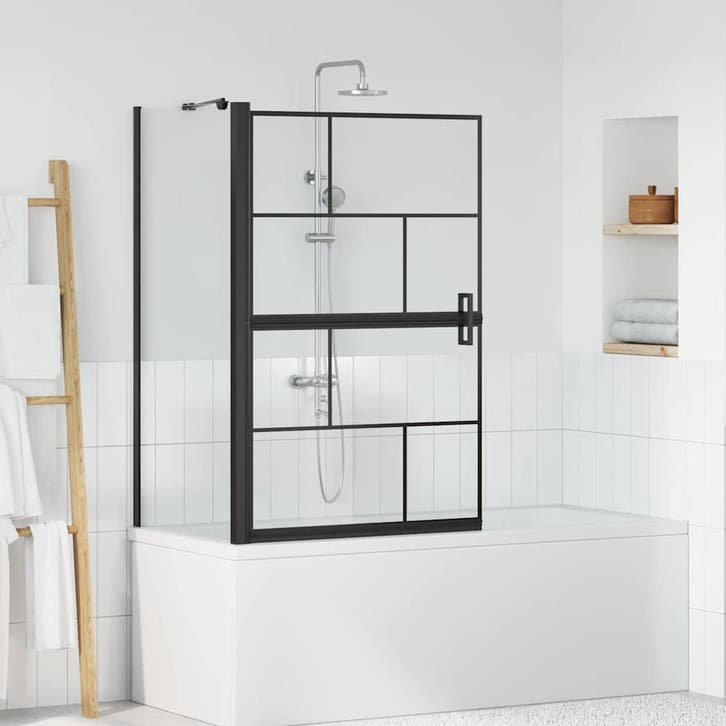 vidaXL Bad Douche Scherm Zwart en Transparant 80 x 68 x 128, Bricolage & Construction, Sanitaire, Envoi