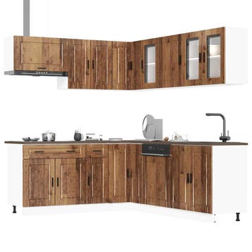 vidaXL 11-delige Keukenkastenset Porto bewerkt hout oud, Verzenden, Nieuw